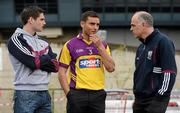 8 May 2012; In attendance at the launch of the Leinster GAA Hurling and Football Championships 2012 are, from left, Galway hurler Fergal Moore, Wexford hurler Keith Rossiter and Galway manager Anthony Cunningham. Croke Park, Dublin. Picture credit: Brendan Moran / SPORTSFILE