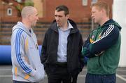 8 May 2012; In attendance at the launch of the Leinster GAA Hurling and Football Championships 2012 are footballers, from left, Damien Sheridan, Longford, John Doyle, Kildare, and Alan Mulhall, Offaly. Croke Park, Dublin. Picture credit: Brendan Moran / SPORTSFILE