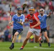 13 August 2017; Luke McDwyer of Dublin in action against Eoin Roche of Cork during the Electric Ireland GAA Hurling All-Ireland Minor Championship Semi-Final match between Dublin and Cork at Croke Park in Dublin. Photo by Ray McManus/Sportsfile