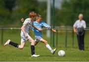 13 August 2017; Conor Murphy of Roscommon Cubs in action against Aaron Kinsella of Arklow Town during the Volkswagen Junior Masters event - Day 2 in the AUL Complex Dublin. Now in its fourth year, the tournament has grown into one of the most prestigious under age soccer tournaments in Ireland with the wining club receiving €2,500 from Volkswagen. Photo by Eóin Noonan/Sportsfile
