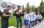 13 August 2017; Bernard Brogan presenting runners up medals to Crumlin United players after the Volkswagen Junior Masters event - Day 2 in the AUL Complex Dublin. Now in its fourth year, the tournament has grown into one of the most prestigious under age soccer tournaments in Ireland with the wining club receiving €2,500 from Volkswagen. Photo by Eóin Noonan/Sportsfile