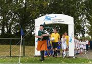 13 August 2017; Players make their way out to the pitch ahead of the game between Belvedere FC and Crumlin United during the Volkswagen Junior Masters event - Day 2 in the AUL Complex Dublin. Now in its fourth year, the tournament has grown into one of the most prestigious under age soccer tournaments in Ireland with the wining club receiving €2,500 from Volkswagen. Photo by Eóin Noonan/Sportsfile