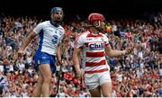 13 August 2017; Michael Walsh of Waterford celebrates his side's third goal, scored by team-mate Austin Gleeson, as Cork goalkeeper Anthony Nash looks on during the GAA Hurling All-Ireland Senior Championship Semi-Final match between Cork and Waterford at Croke Park in Dublin. Photo by Piaras Ó Mídheach/Sportsfile