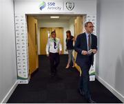 14 August 2017; Republic of Ireland manager Martin O'Neill arrives prior to a press conference at SSE Airtricity HQ in Leopardstown, Dublin. Photo by David Maher/Sportsfile