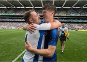 13 August 2017; Noel Connors of Waterford with his suspended team mate Tadhg de Búrca after the GAA Hurling All-Ireland Senior Championship Semi-Final match between Cork and Waterford at Croke Park in Dublin. Photo by Ray McManus/Sportsfile