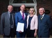 14 August 2017; Members of the Olympic Council of Ireland, from left, Executive Commitee member, Patrick John Nolan, Executive Commitee Member, Lochlann Walsh, President, Sarah Keane and Honorary Treasurer, Billy Kennedy following a Media Briefing on the Judge Moran Report into the 2016 Rio Olympic Games at Buswells Hotel, in Dublin.  Photo by David Fitzgerald/Sportsfile