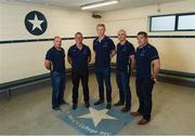 14 August 2017; Ahead of the Bank of Ireland Pre Season Friendly on Friday against Gloucester Rugby in St. Mary’s College RFC, kick off at 7.30pm, the Leinster Rugby coaching team were in St. Mary’s College RFC for a media event ahead of the game and ahead of the new Guinness PRO14 and Champions Cup season. Pictured are coaches, from left, kicking coach Emmett Farrell, senior coach Stuart Lancaster, head coach Leo Cullen, backs coach Girvan Dempsey and scrum coach John Fogarty. Photo by Ramsey Cardy/Sportsfile