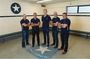 14 August 2017; Ahead of the Bank of Ireland Pre Season Friendly on Friday against Gloucester Rugby in St. Mary’s College RFC, kick off at 7.30pm, the Leinster Rugby coaching team were in St. Mary’s College RFC for a media event ahead of the game and ahead of the new Guinness PRO14 and Champions Cup season. Pictured are coaches, from left, kicking coach Emmett Farrell, senior coach Stuart Lancaster, head coach Leo Cullen, backs coach Girvan Dempsey and scrum coach John Fogarty. Photo by Ramsey Cardy/Sportsfile