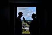 15 August 2017; Conor Cooney of Galway is interviewed by radio presenter Paul Collins at the Loughrea Hotel & Spa in Loughrea, Co Galway. Photo by David Maher/Sportsfile