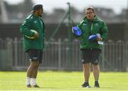15 August 2017; Bundee Aki of Connacht speaking to head coach Kieran Keane during squad training at the Sportsground in Galway. Photo by Eóin Noonan/Sportsfile