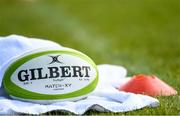 15 August 2017; A detailed view of a Gilbert pro14 ball during Connacht squad training at the Sportsground in Galway. Photo by Eóin Noonan/Sportsfile
