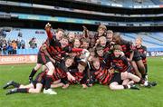 9 May 2012; St. Colmcille's S.N.S. players celebrate with the cup. Allianz Cumann na mBunscol Finals, St. Colmcille's S.N.S., Knocklyon v Scoil Mhuire, Marino, Croke Park, Dublin. Picture credit: Matt Browne / SPORTSFILE