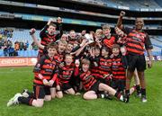 9 May 2012; St. Colmcille's S.N.S. players celebrate with the cup. Allianz Cumann na mBunscol Finals, St. Colmcille's S.N.S., Knocklyon v Scoil Mhuire, Marino, Croke Park, Dublin. Picture credit: Matt Browne / SPORTSFILE