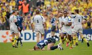 29 April 2012; Luke Fitzgerald, Leinster, goes down with an injury. Heineken Cup Semi-Final, ASM Clermont Auvergne v Leinster, Stade Chaban Delmas, Bordeaux, France. Picture credit: Stephen McCarthy / SPORTSFILE