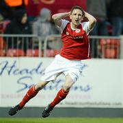 11 May 2012; Ian Bermingham, St Patrick's Athletic, reacts after his shot on goal went narrowly wide. Airtricity League Premier Division, St Patrick's Athletic v Cork City, Richmond Park, Dublin. Picture credit: David Maher / SPORTSFILE