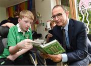 15 August 2017; Republic of Ireland manager Martin O'Neill with Hayden McLafferty, age 13, from Clondalkin, Co Dublin, during a visit to the LauraLynn Children's Hospice at Leopardstown Road in Dublin. Photo by David Maher/Sportsfile