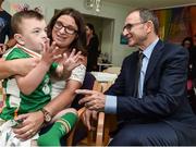 15 August 2017; Republic of Ireland manager Martin O'Neill with Cian Byrne, age 4, from Finglas, Dublin, with his mother Joanne Byrne during a visit to the LauraLynn Children's Hospice at Leopardstown Road in Dublin. Photo by David Maher/Sportsfile