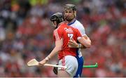 13 August 2017; Maurice Shanahan of Waterford is greeted by Damien Cahalane of Cork after coming on as a substitute during the GAA Hurling All-Ireland Senior Championship Semi-Final match between Cork and Waterford at Croke Park in Dublin. Photo by Piaras Ó Mídheach/Sportsfile