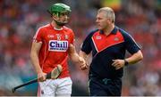 13 August 2017; Seamus Harnedy of Cork with selector Diarmuid O'Sullivan during the GAA Hurling All-Ireland Senior Championship Semi-Final match between Cork and Waterford at Croke Park in Dublin. Photo by Piaras Ó Mídheach/Sportsfile