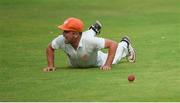15 August 2017; Peter Borren of Netherlands reacts as he fails to make a catch from the shot of Andrew Balbirnie of Ireland during the ICC Intercontinental Cup match between Ireland and Netherlands at Malahide in Co Dublin. Photo by David Fitzgerald/Sportsfile