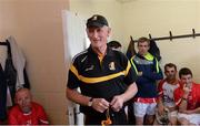 15 August 2017; Davy Russell's Best manager Brian Cody in the dressing room before the sixth annual Hurling for Cancer Research game, a celebrity hurling match in aid of the Irish Cancer Society in St Conleth’s Park, Newbridge. The event, organised by legendary racehorse trainer Jim Bolger and National Hunt jockey Davy Russell, has raised €540,000 to date to fund the Irish Cancer Society’s innovative cancer research projects. St. Conleth’s Park, Newbridge, Co Kildare. Photo by Piaras Ó Mídheach/Sportsfile