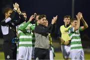 15 August 2017; Shamrock Rovers manager Stephen Bradley and players applaud Shamrock Rovers supporters after the SSE Airtricity League Premier Division match between Limerick FC and Shamrock Rovers at Market's Field in Limerick. Photo by Diarmuid Greene/Sportsfile
