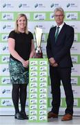 16 August 2017; SSE Airtricity Head of Sponsorship Anne McAreavey with FAI High Performance Director Ruud Dokter at the SSE Airtricity National Under 15 League Launch at FAI HQ, Abbotstown in Dublin. Photo by Matt Browne/Sportsfile
