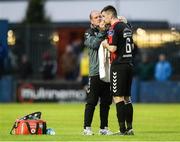 11 August 2017; Dan Byrne of Bohemians being attended to by a a team attendant during the Irish Daily Mail FAI Cup First Round match between Finn Harps and Bohemians at Finn Park in Ballybofey, Donegal. Photo by Oliver McVeigh/Sportsfile