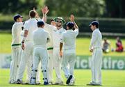 17 August 2017; Andrew Balbirnie of Ireland, centre, is congratulated by team mates after catching out Max O'Dowd of Netherlands during the ICC Intercontinental Cup match between Ireland and Netherlands at Malahide in Co Dublin. Photo by Sam Barnes/Sportsfile