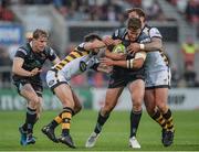 17 August 2017; Stuart McCloskey of Ulster is tackled by Craig Hampson and Danny Cipriani of Wasps during a Pre-Season Friendly match between Ulster and Wasps at Kingspan Stadium in Belfast. Photo by Oliver McVeigh/Sportsfile