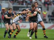 17 August 2017; Stuart McCloskey of Ulster is tackled by Craig Hampson and Danny Cipriani of Wasps  during a Pre-Season Friendly match between Ulster and Wasps at Kingspan Stadium in Belfast. Photo by Oliver McVeigh/Sportsfile