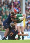 17 August 2017; Nora Stapleton of Ireland is tackled by Safi N'Diaye and Gaelle Mignot of France during the 2017 Women's Rugby World Cup Pool C match between France and Ireland at the UCD Bowl in Belfield, Dublin. Photo by Matt Browne/Sportsfile