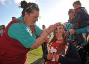 11 May 2012; Emer McElevey, aged 7, from Castlebar, Co. Mayo, gets her face painted by Michelle Crean during a Mayo GAA Open Day 2012. Elverys MacHale Park, Castlebar, Co Mayo. Picture credit: Barry Cregg / SPORTSFILE