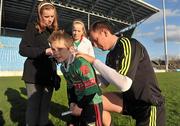 11 May 2012; Callum Tansey, aged 9, from Ballaghaderreen, Co. Roscommon, gets his jersey signed by Barry Moran during a Mayo GAA Open Day 2012. Elverys MacHale Park, Castlebar, Co Mayo. Picture credit: Barry Cregg / SPORTSFILE