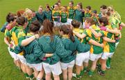 12 May 2012; The Leitrim team huddle before the start of the game. Bord Gáis Energy Ladies National Football League, Division 3 Final, Westmeath v Leitrim, Parnell Park, Dublin. Photo by Sportsfile