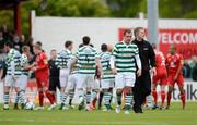 12 May 2012; Chris Turner, Shamrock Rovers, is escorted from the pitch by a match official after receiving a red card. Airtricity League Premier Division, Sligo Rovers v Shamrock Rovers, The Showgrounds, Sligo. Picture credit: Barry Cregg / SPORTSFILE
