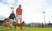 12 May 2012; Cork captain Rena Buckley leads her squad in the pre-match parade. Bord Gáis Energy Ladies National Football League, Division 1 Final, Cork v Monaghan, Parnell Park, Dublin. Photo by Sportsfile