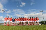 12 May 2012; The Cork team stand for the National Anthem before the game. Bord Gáis Energy Ladies National Football League, Division 1 Final, Cork v Monaghan, Parnell Park, Dublin. Photo by Sportsfile