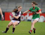 12 May 2012; Lisa Leonard, Galway, in action against Ciara McManamon, Mayo. Bord Gáis Energy Ladies National Football League, Division 2 Final, Galway v Mayo, Parnell Park, Dublin. Picture credit: Brendan Moran / SPORTSFILE
