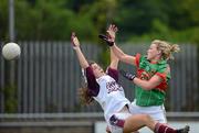 12 May 2012; Fiona McHale, Mayo, scores her side's third goal despite the efforts of Lisa Murphy, Galway. Bord Gáis Energy Ladies National Football League, Division 2 Final, Galway v Mayo, Parnell Park, Dublin. Photo by Sportsfile