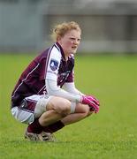 12 May 2012; A dejected Mairead Coyne, Galway, after the game. Bord Gáis Energy Ladies National Football League, Division 2 Final, Galway v Mayo, Parnell Park, Dublin. Picture credit: Brendan Moran / SPORTSFILE