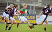 12 May 2012; Cora Staunton, Mayo, in action against Aoibheann Daly, left, Sarah Connolly and Clare Hehir, 9, Galway. Bord Gáis Energy Ladies National Football League, Division 2 Final, Galway v Mayo, Parnell Park, Dublin. Picture credit: Brendan Moran / SPORTSFILE