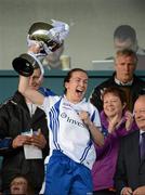 12 May 2012; Monaghan captain Sharon Courtney celebrates with the cup. Bord Gáis Energy Ladies National Football League, Division 1 Final, Cork v Monaghan, Parnell Park, Dublin. Photo by Sportsfile