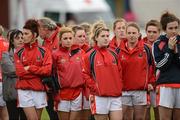 12 May 2012; Dejected Cork players after the game. Bord Gáis Energy Ladies National Football League, Division 1 Final, Cork v Monaghan, Parnell Park, Dublin. Photo by Sportsfile