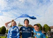 12 May 2012; Leinster supporters, from left, Niall Brannigan, age 11, Aaron Kieran, age 11, and Jason Henderson, age 10, from Mullaghm, Co. Cavan, at the game. Celtic League Play-Off, Leinster v Glasgow Warriors, RDS, Ballsbridge, Dublin. Picture credit: Stephen McCarthy / SPORTSFILE