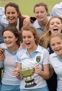 13 May 2012; UCD captain Laura Wilson and team-mates celebrate with the cup. Electric Ireland Women's Irish Senior Cup Final, UCD v Loreto, National Hockey Stadium, UCD, Belfield, Dublin. Picture credit: Stephen McCarthy / SPORTSFILE