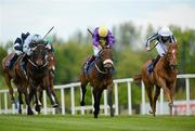 13 May 2012; Yellow Rosebud, centre, with Pat Smullen up, leads eventual third place Coral Wave, left, with Declan McDonogh up, and Duntle, right, with Billy Lee up, on their way to winning the Derrinstown Stud 1,000 Guineas Trial. Leopardstown Racecourse, Leopardstown, Co. Dublin. Picture credit: Barry Cregg / SPORTSFILE