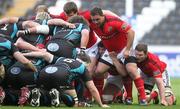 11 May 2012; The Munster pack prepare to engage the Ospreys pack in a scrum. Celtic League Play-Off, Ospreys v Munster, Liberty Stadium, Swansea, Wales. Picture credit: Steve Pope / SPORTSFILE
