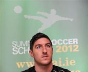 3 May 2012; Republic of Ireland stars Stephen Ward and Ciara Grant today launched the FAI eFlow Summer Soccer Schools programme for 2012. Due to the camps' increasing popularity, interested participants are encouraged to book early to avoid disappointment. Further information can be found at www.summersoccerschools.ie or by calling 1890653653. At the launch is Republic of Ireland star Stephen Ward. Aviva Stadium, Lansdowne Road, Dublin. Picture credit: Brian Lawless / SPORTSFILE