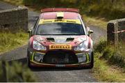 18 August 2017: Jonathan Greer of Great Britain and Kirsty Riddick of Great Britain, Citroen DS3 R5, in action during SS3 Round 5 of the Irish Tarmac Rally Championships in the 2017 John Mulholland Motors Ulster Rally at Butterlope in Plumbridge, Co Tyrone. Photo by Philip Fitzpatrick/Sportsfile